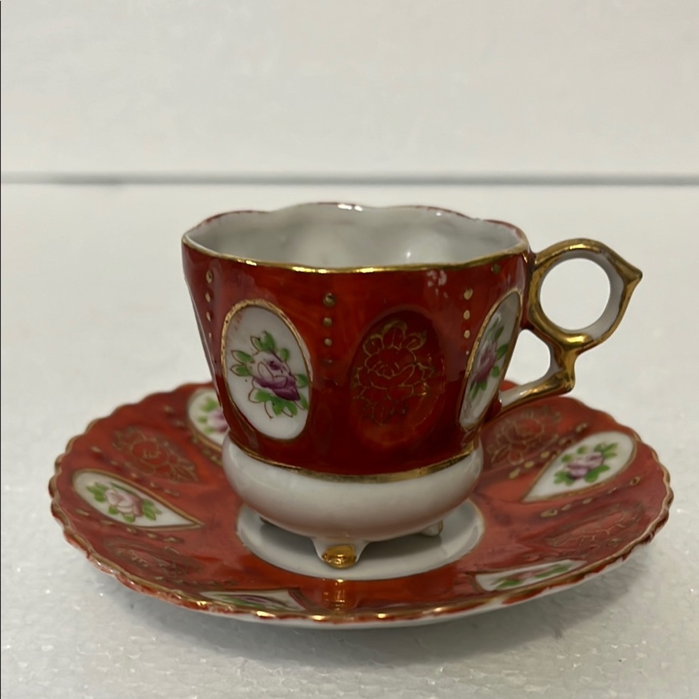 Teacup and Saucer Demitasse Vintage, Made in Occupied Japan 1947 - 1952